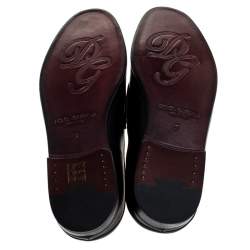 Pre Owned Dolce and Gabban Black Leather Embroidered Logo Slip On Mules Size 41