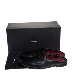 Pre Owned صندل سليب أون دولتشي أند غابانا شعار جلد مطرز أسود مقاس 40