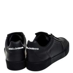 Pre Owned Dolce & Gabbana Black Leather Miami Logo Trainer Sneakers Size 41