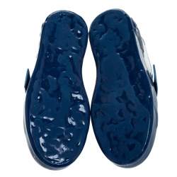 Pre Owned Dolce & Gabbana Blue/White Elastic Logo Leather Melt Portofino Sneakers Size 38.5