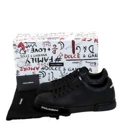 مملوكة مسبقًا حذاء رياضي دولتشي أند غابانا منخفض من الأعلي جلد أسود مقاس 42.5