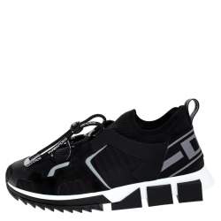 Dolce & Gabbana Black Leather and Mesh Sorrento Trekking Sneakers Size 41