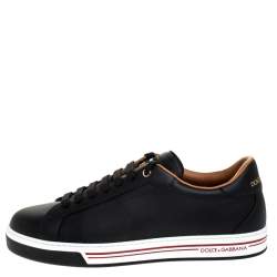 Dolce & Gabbana Black Leather Low Top Sneakers Size 44