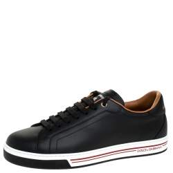 مملوكة مسبقًا حذاء رياضي دولتشي أند غابانا منخفض من الأعلي جلد أسود مقاس 43.5