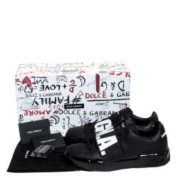 مملوكة مسبقًا حذاء رياضي دولتشي أند غابانا بورتوفينو ميلت جلد شعار بلاستيك أسود مقاس 40