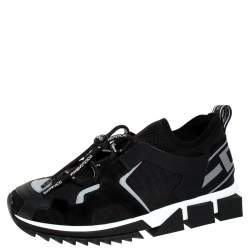 Dolce & Gabbana Black Leather and Mesh Sorrento Trekking Sneakers Size 42