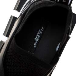 Dolce & Gabbana Black Leather and Mesh Sorrento Trekking Sneakers Size 42.5