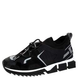 Dolce & Gabbana Black Leather and Mesh Sorrento Trekking Sneakers Size 42.5