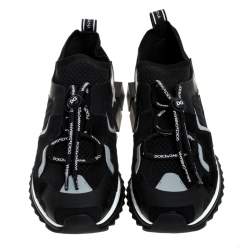 Dolce & Gabbana Black Leather and Mesh Sorrento Trekking Sneakers Size 42.5