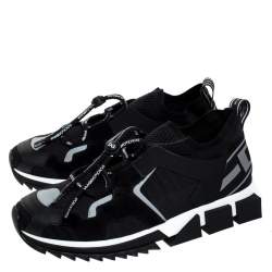 Dolce & Gabbana Black Leather and Mesh Sorrento Trekking Sneakers Size 42.5