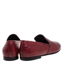 Dolce & Gabbana Red Crocodile Leather Smoking Slippers Size 44