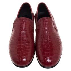 Dolce & Gabbana Red Crocodile Leather Smoking Slippers Size 44