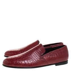 Dolce & Gabbana Red Crocodile Leather Smoking Slippers Size 44
