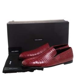 Dolce & Gabbana Red Crocodile Leather Smoking Slippers Size 44
