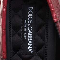 Dolce & Gabbana Red Crocodile Leather Smoking Slippers Size 44
