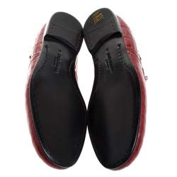 Pre Owned Dolce & Gabbana Red Crocodile Leather Smoking Slippers Size 43