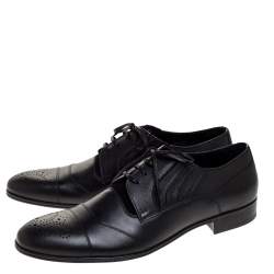 Dolce & Gabbana Black Leather Wing Tip Lace Up Oxfords Size 45