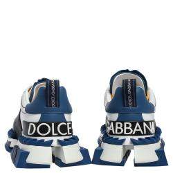 Pre Owned حذاء رياضي دولتشي أند غابانا "سوبر كينغ" نعل سميك جلد أبيض و أزرق مقاس 42