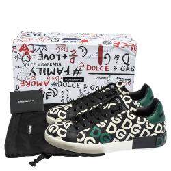 مملوكة مسبقًا حذاء رياضي دولتشي آند غابانا برقبة منخفضة جلد بطبعة دي جي مانيا متعدد الألوان مقاس 44