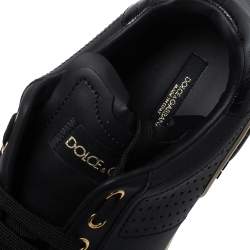 مملوكة مسبقًا Dolce and Gabbana Black Leather Sneakers Size 42.5