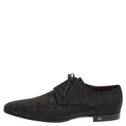 Dolce & Gabbana Black Lace Fabric Lace Up Oxfords Size 42