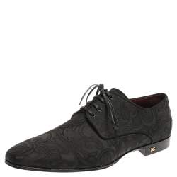 Dolce & Gabbana Black Lace Fabric Lace Up Oxfords Size 42