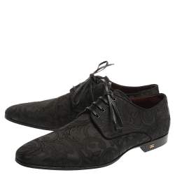 Dolce & Gabbana Black Lace Fabric Lace Up Oxfords Size 42
