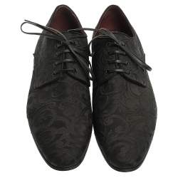 Dolce & Gabbana Black Lace Fabric Lace Up Oxfords Size 42
