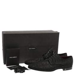Dolce & Gabbana Black Lace Fabric Lace Up Oxfords Size 42