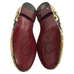 Pre Owned Dolce & Gabbana Green Velvet Brocade Smoking Slippers Size 44