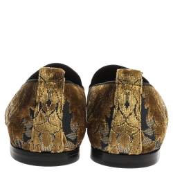 Pre Owned Dolce & Gabbana Green Velvet Brocade Smoking Slippers Size 44