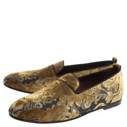 Pre Owned Dolce & Gabbana Green Velvet Brocade Smoking Slippers Size 44
