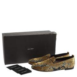 Pre Owned Dolce & Gabbana Green Velvet Brocade Smoking Slippers Size 44