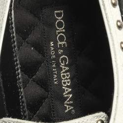 Dolce & Gabbana Black/White Studded Leather Brogue Detail Fringe Oxfords Size 43