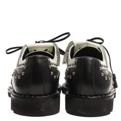 Dolce & Gabbana Black/White Studded Leather Brogue Detail Fringe Oxfords Size 43