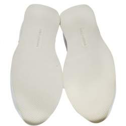 مملوكة مسبقًا Dolce & Gabbana Metallic Silver Perforated Leather Lace Up Sneakers Size 44