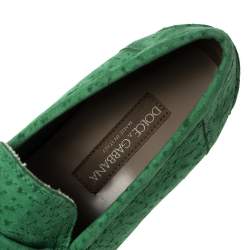 مملوكة مسبقًا Dolce & Gabbana Green Textured Nubuck Genova Loafers Size 42.5