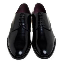 Pre Owned Dolce & Gabbana Black Leather Spazzolato Studded Derby Size 45