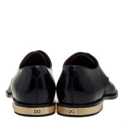 Pre Owned Dolce & Gabbana Black Leather Spazzolato Studded Derby Size 45