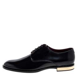 Pre Owned Dolce & Gabbana Black Leather Spazzolato Studded Derby Size 45