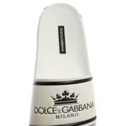 Pre Owned Dolce & Gabbana White Leather Crown Logo Slip On Slides Size 40