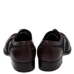 Pre Owned حذاء أوكسفورد دولتشي أند غابانا رباط علوي جلد وينغتيب و دنيم عنابي و أزرق مقاس 41