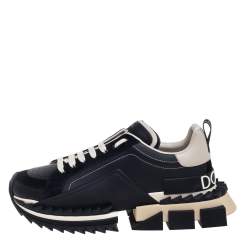 Pre Owned Dolce & Gabbana Black Suede And Leather Super King Low Top Sneakers Size 44