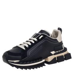 Pre Owned Dolce & Gabbana Black Suede And Leather Super King Low Top Sneakers Size 44