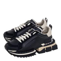 Pre Owned Dolce & Gabbana Black Suede And Leather Super King Low Top Sneakers Size 44