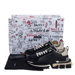 Pre Owned Dolce & Gabbana Black Suede And Leather Super King Low Top Sneakers Size 44