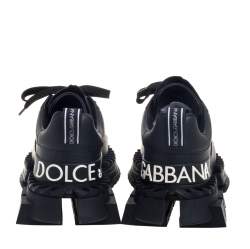 Pre Owned Dolce & Gabbana Black Suede And Leather Super King Low Top Sneakers Size 40