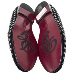 Pre Owned Dolce & Gabbana Black Suede Fusible Stars Embellished Loafers Size 42