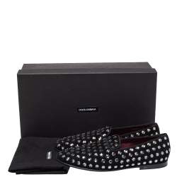 Pre Owned Dolce & Gabbana Black Suede Fusible Stars Embellished Loafers Size 42