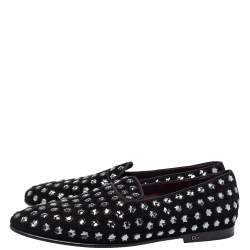 Pre Owned Dolce & Gabbana Black Suede Fusible Stars Embellished Loafers Size 42